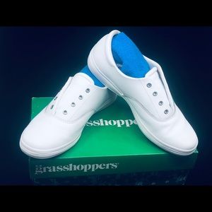 White grasshoppers leather